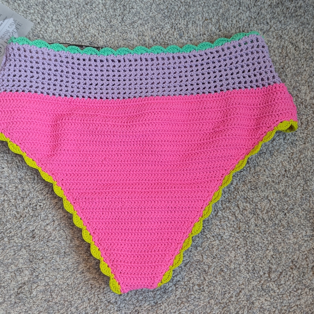 Beach Riot Pink and Purple Crochet Bottoms